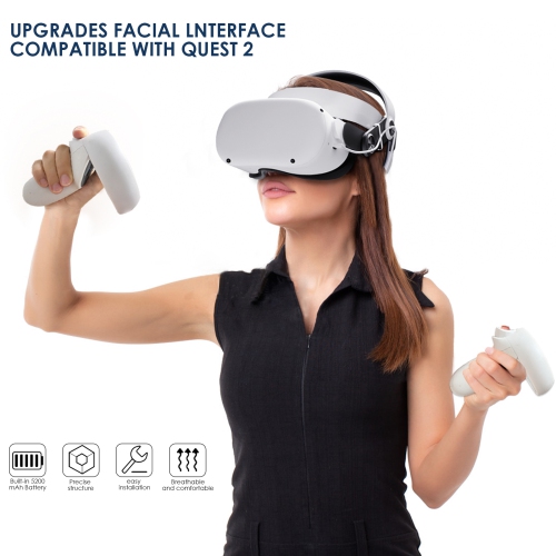 navor Elite Adjustable Head Strap for Meta Oculus Quest 2 Built-in 5200mAh Battery Pack, Fast Charging VR Power Extend 3hrs Playtime Comfortable to