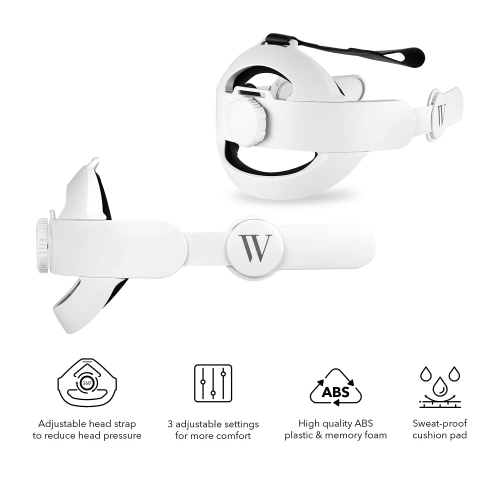 Wasserstein Adjustable Head Strap Compatible with Oculus Quest 2 - Increased Support and Reduced Head Pressure with Sweat-Pr