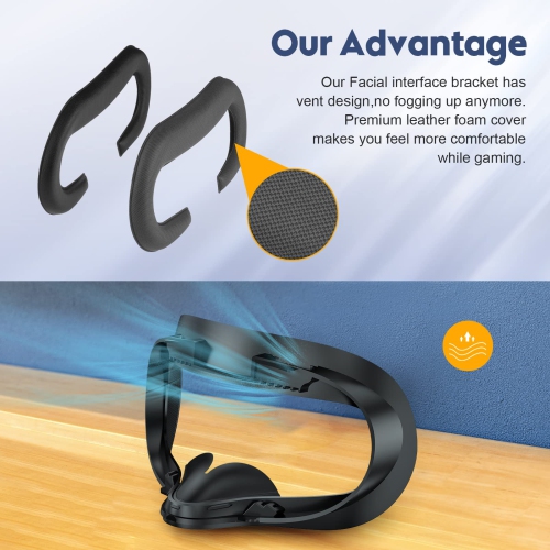 GHHKUD VR Facial Interface Bracket, Face Cover for Oculus Quest 2 Replaceable PU Leather Foam Face Pad with Protective VR Le