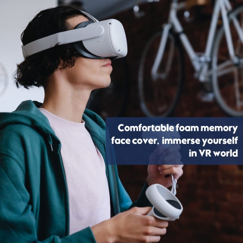 GHHKUD VR Facial Interface Bracket, Face Cover for Oculus Quest 2 Replaceable PU Leather Foam Face Pad with Protective VR Le