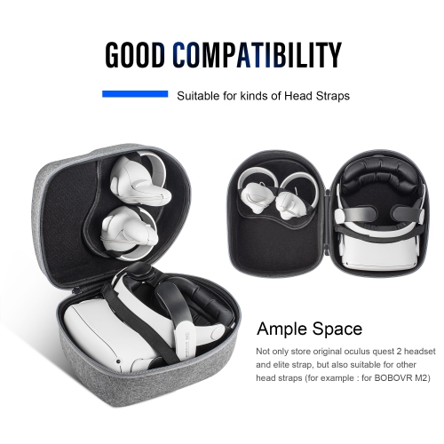 Hard Carrying Case Organizer for Oculus Meta Quest 2 / Quest 3 / Quest 3S VR / AVP Headset / Vision Pro, Elite Strap, Touch Controllers and Other
