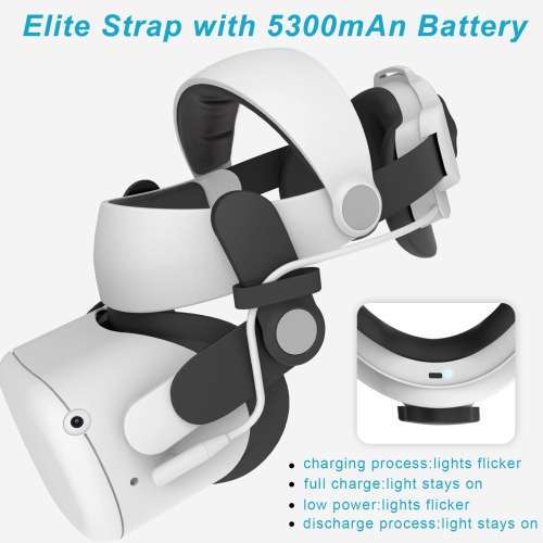 Upgraded Elite Strap with Battery, 5300mAh Battery Pack, RESILIENT Head Strap in VR for Enhanced Support Comfort, Accessories