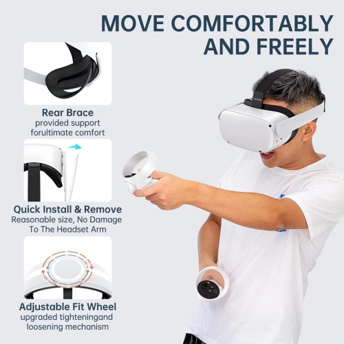 All in One Hard Carrying Case, with Head Strap for Oculus Quest 2, Adjustable Replacement for Meta Quest 2 Elite Strap Acces