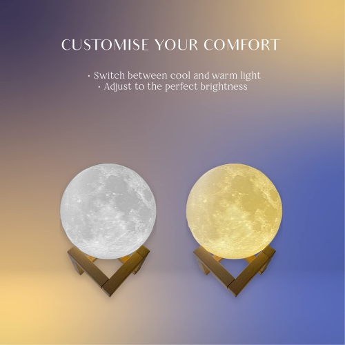 Moon Lamp, 4.7 inch - 3D Printed Lunar Lamp - Moon Light - Night Lights for Kids Room, Women, Home Decor, Gifting - USB Charging - Touch Control
