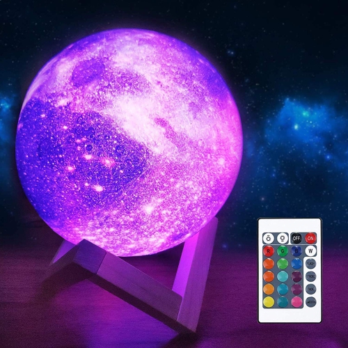 FULLOSUN Moon Lamp Galaxy Moon Night Light 3D Printing Dimmable Timer Moonlight 16 Colors with Stand & Remote & Touch Contro