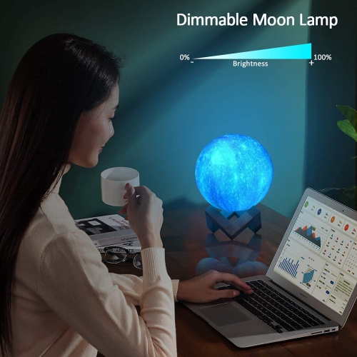 FULLOSUN Moon Lamp Galaxy Moon Night Light 3D Printing Dimmable Timer Moonlight 16 Colors with Stand & Remote & Touch Contro