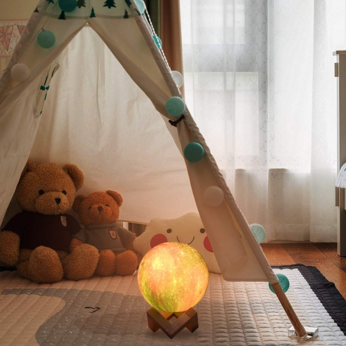 FULLOSUN Moon Lamp Galaxy Moon Night Light 3D Printing Dimmable Timer Moonlight 16 Colors with Stand & Remote & Touch Contro