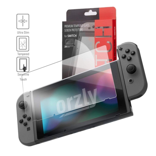 Orzly Switch Accessories Bundle – Carry Case for Nintendo Switch Console Tempered Glass Screen Protectors,