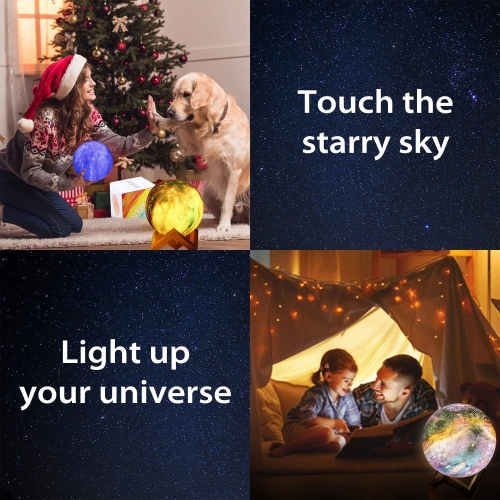 Moon Lamp, OxyLED 16 Colors 3D Print LED Galaxy Moon Light Dimmable with Stand Remote Touch Tap Control and USB Rechargeable