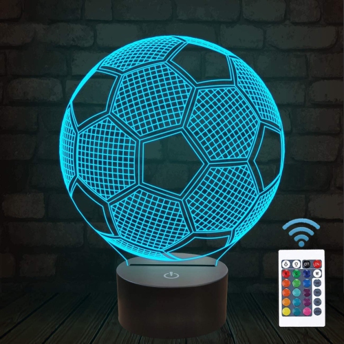 HLD  3D Football Night Light Touch Table Desk Optical Illusion Lamps 16 Color Changing Remote Control Lights Home Decoration Xmas