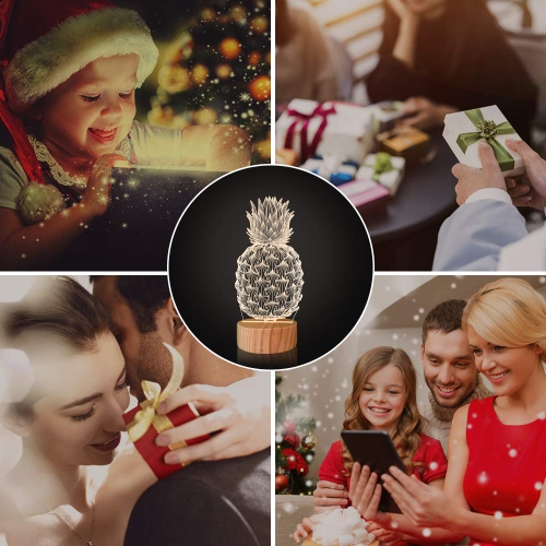 Pineapple Lights,3D Illusion Table Lamp Warm Colors 3D Lighting with USB Power(Pineapple)