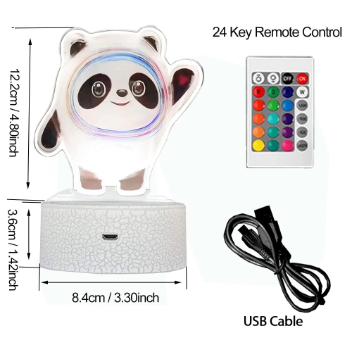3D Illusion Lamp Night Light 3D 16 Color Changing Panda Night Light with 7 Color Changing and Remote Control and Smart Touch