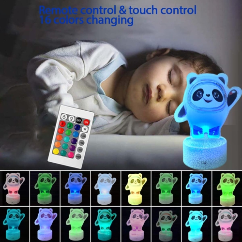 3D Illusion Lamp Night Light 3D 16 Color Changing Panda Night Light with 7 Color Changing and Remote Control and Smart Touch
