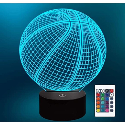 HLD  Basketball 3D Night Light Touch Table Desk Optical Illusion Lamps 16 Color Changing Remote Control Lights Home Decoration Xm