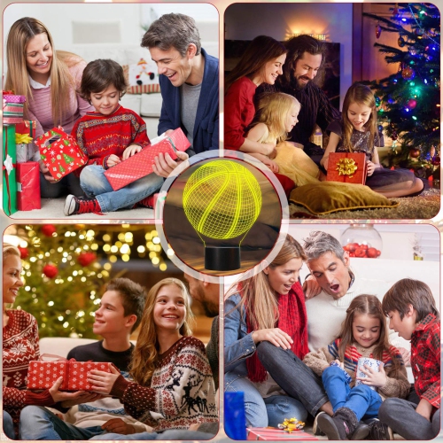 Veilleuse 3D en forme de ballon de basketball, Llamaabie 3D Illusion, lampe-cadeau d’anniversaire à 7 couleurs qui change avec Smart Touch pour NBA