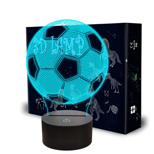 Veilleuse 3D soccer, Llamaabie Football avec lampe 3D Illusion pour  garçons, 7 couleurs différentes