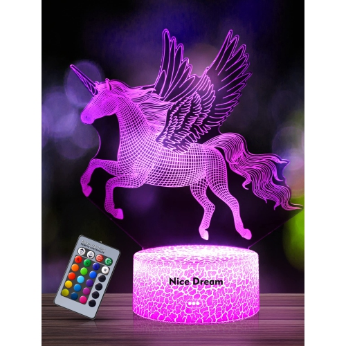 Cadeaux cheval pour fille, lampe illusion 3D veilleuse cheval pour