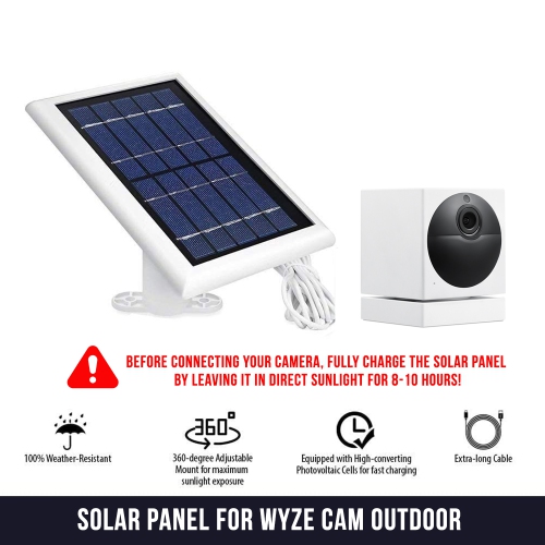Wasserstein Solar Panel Compatible with WYZE Cam Outdoor - Power Your Surveillance Camera continuously with 2W 5V Charging