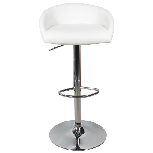 Barstools Swivel Height Adjustable Black PU Leather Bar Stool Pub Chair with Back & Footrest, Contemporary Style ,Supports up to 250 lb - White