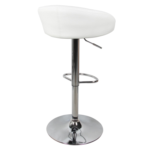 Barstools Swivel Height Adjustable Black PU Leather Bar Stool Pub Chair with Back & Footrest, Contemporary Style ,Supports up to 250 lb - White