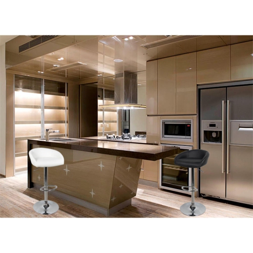 Barstools Swivel Height Adjustable Black PU Leather Bar Stool Pub Chair with Back & Footrest, Contemporary Style ,Supports up to 250 lb - White