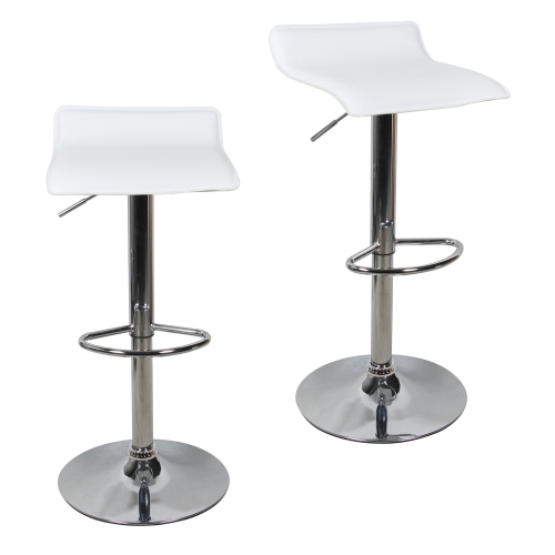 MOUSTACHE  Bar Stools, 2-Pack Mordern Swivel Pvc Barstool Height Adjustable Faux Leather Pub Chair, With Footrest Supports Up to 250 Lb-White In Black