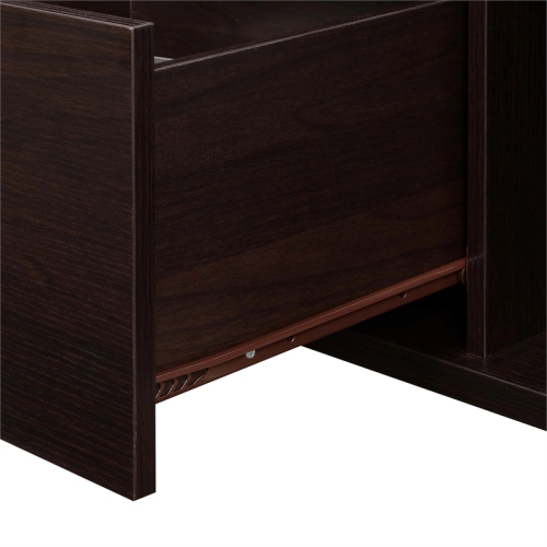 Oxford Deluxe Two-Drawer TV Stand with Shelves in Espresso Wood Finish