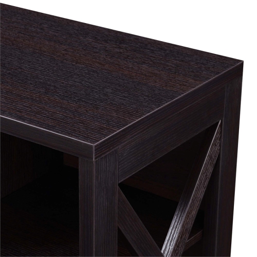 Oxford Deluxe Two-Drawer TV Stand with Shelves in Espresso Wood Finish