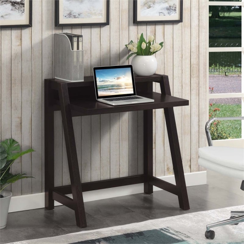 Convenience Concepts Newport Lilly Two-Tier Desk in Espresso Wood Finish