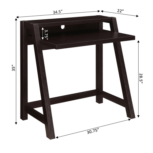 Convenience Concepts Newport Lilly Two-Tier Desk in Espresso Wood Finish