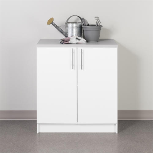 Prepac Elite White Engineered Wood Base Cabinet with Melamine Countertop