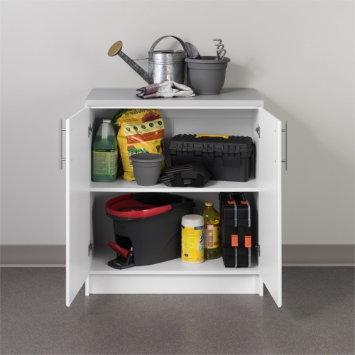 Prepac Elite White Engineered Wood Base Cabinet with Melamine Countertop