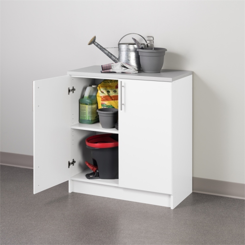 Prepac Elite White Engineered Wood Base Cabinet with Melamine Countertop