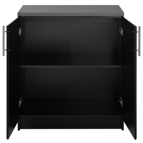 Prepac Elite Black Engineered Wood Base Cabinet with Melamine Countertop
