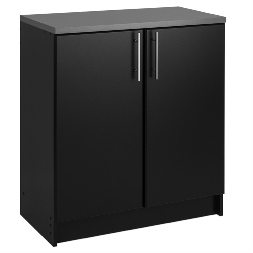 Prepac Elite Black Engineered Wood Base Cabinet with Melamine Countertop