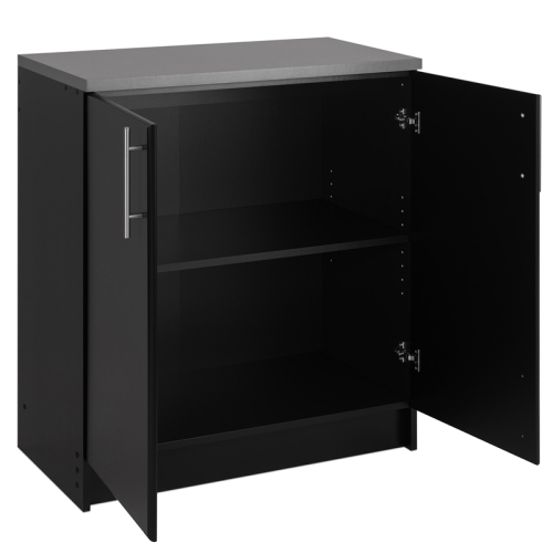 Prepac Elite Black Engineered Wood Base Cabinet with Melamine Countertop