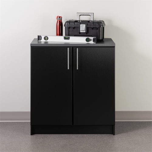 Prepac Elite Black Engineered Wood Base Cabinet with Melamine Countertop