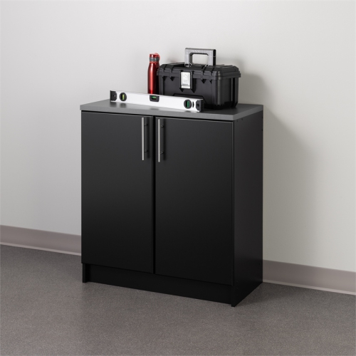 Prepac Elite Black Engineered Wood Base Cabinet with Melamine Countertop