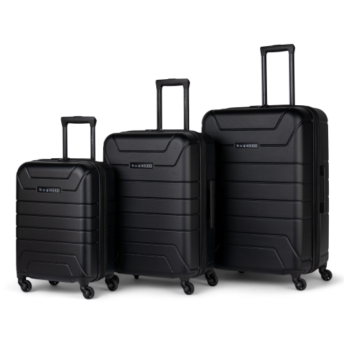 Bugatti - Osaka - 3 Piece Luggage Hardside Luggage Set with Expansion - Black