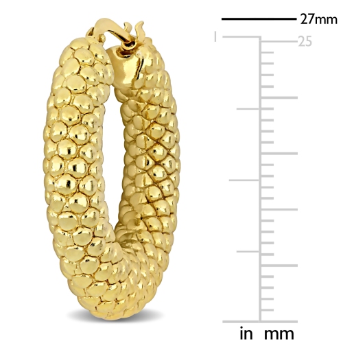 Amour Beaded Hoop Earrings Yellow Silver