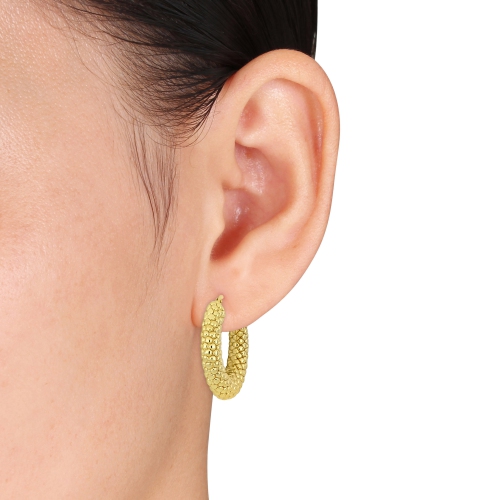 Amour Beaded Hoop Earrings Yellow Silver