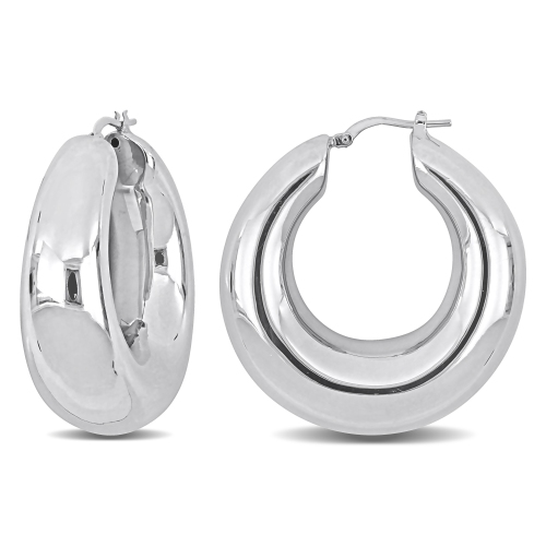 Amour Polished Hoop Earrings Silver