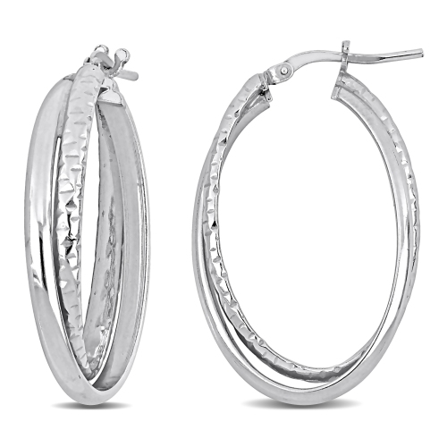 AMOUR  Entwined Hoop Earrings In Silver