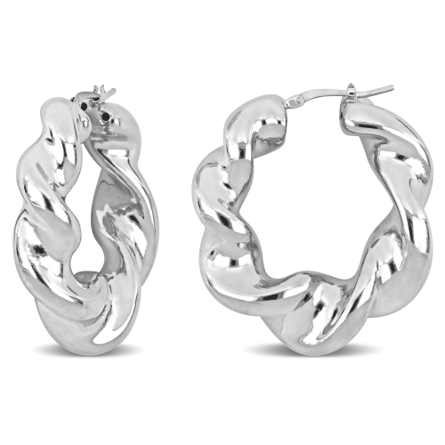 Amour Twisted Hoop Earrings Silver