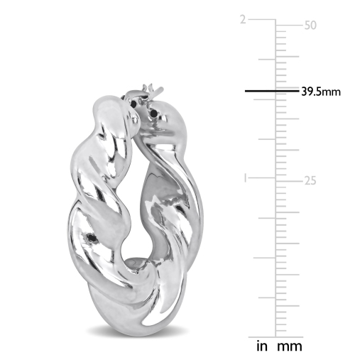 Amour Twisted Hoop Earrings Silver