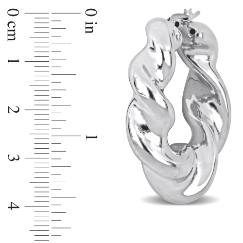 Amour Twisted Hoop Earrings Silver