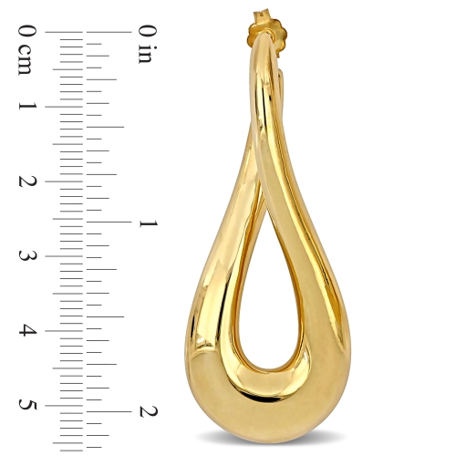 Amour Oval Twist Hoop Earrings Yellow Silver