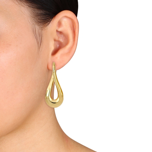 Amour Oval Twist Hoop Earrings Yellow Silver