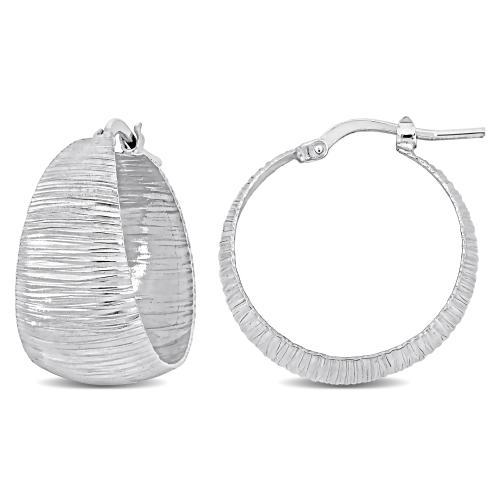 Amour Textured Hoop Earrings Silver
