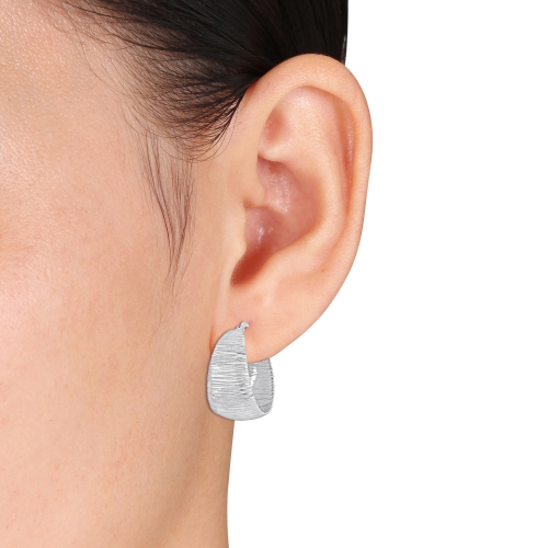Amour Textured Hoop Earrings Silver